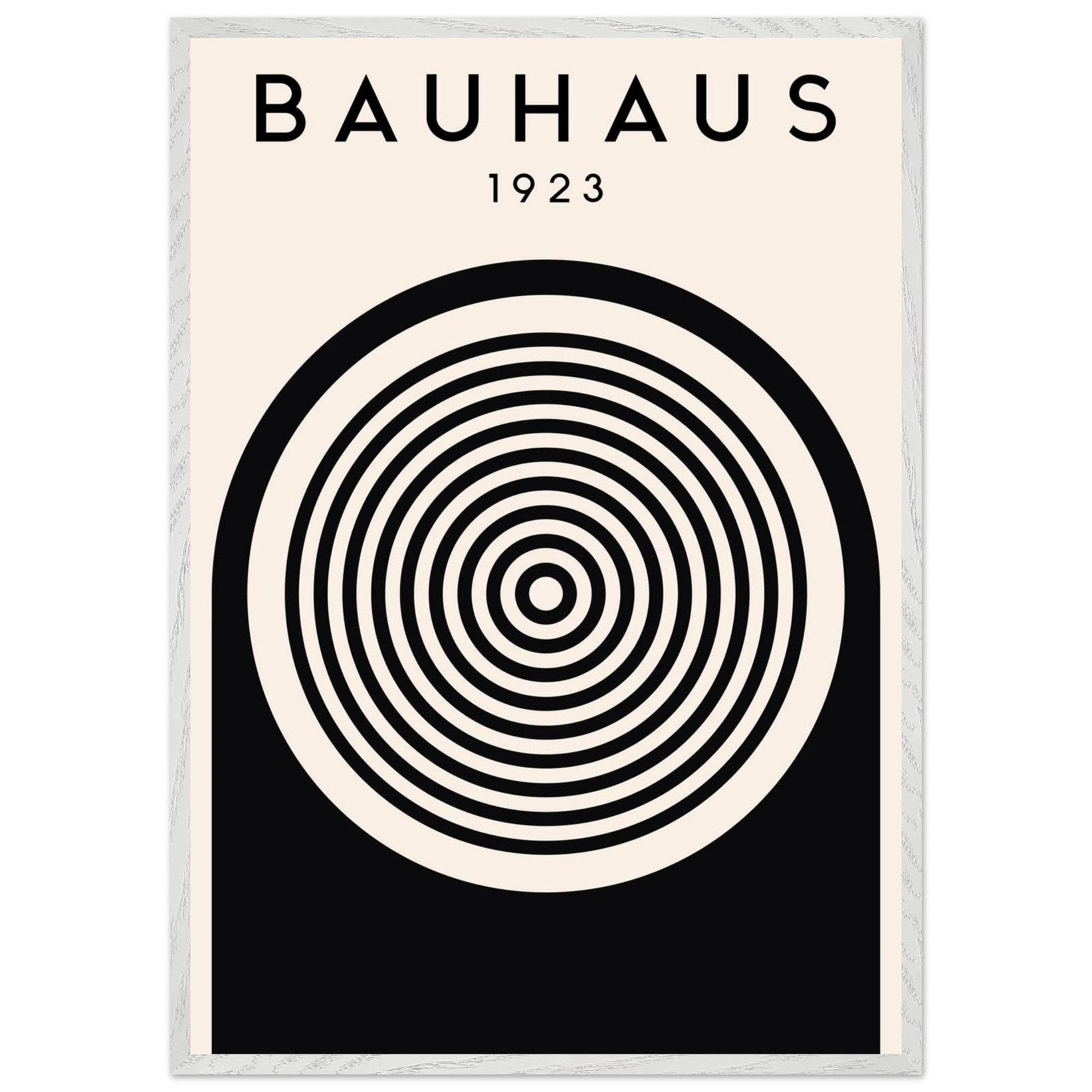 Bauhaus Black White Concentric Circle Movement Design Wall Art - Vibrantwalls