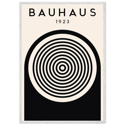 Bauhaus Black White Concentric Circle Movement Design Wall Art - Vibrantwalls