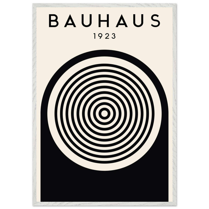 Bauhaus Black White Concentric Circle Movement Design Wall Art - Vibrantwalls