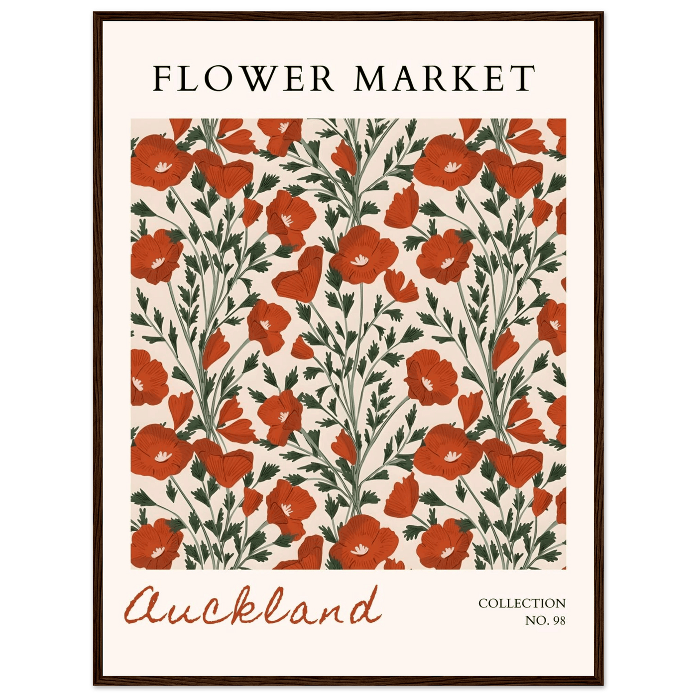 Auckland Flower Market Framed Poster – Vibrant Poppy Art Print | Ready-to-Hang Floral Decor - Vibrantwalls