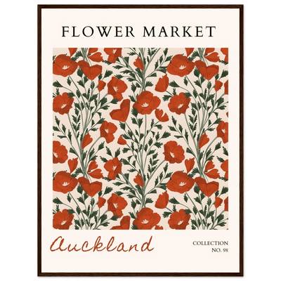 Auckland Flower Market Framed Poster – Vibrant Poppy Art Print | Ready-to-Hang Floral Decor - Vibrantwalls