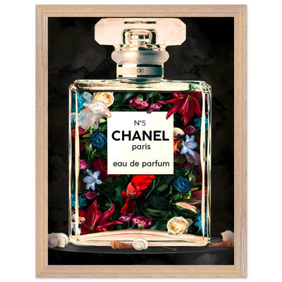 Chanel No. 5 Floral Fantasy Framed Art Print: A Timeless Blend of Iconic Fragrance and Vibrant Botanicals - Vibrantwalls