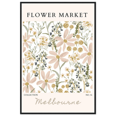 Flower Market Melbourne Framed Poster – Blush Floral & Sage Green Art Print | Ready-to-Hang Wall Decor - Vibrantwalls