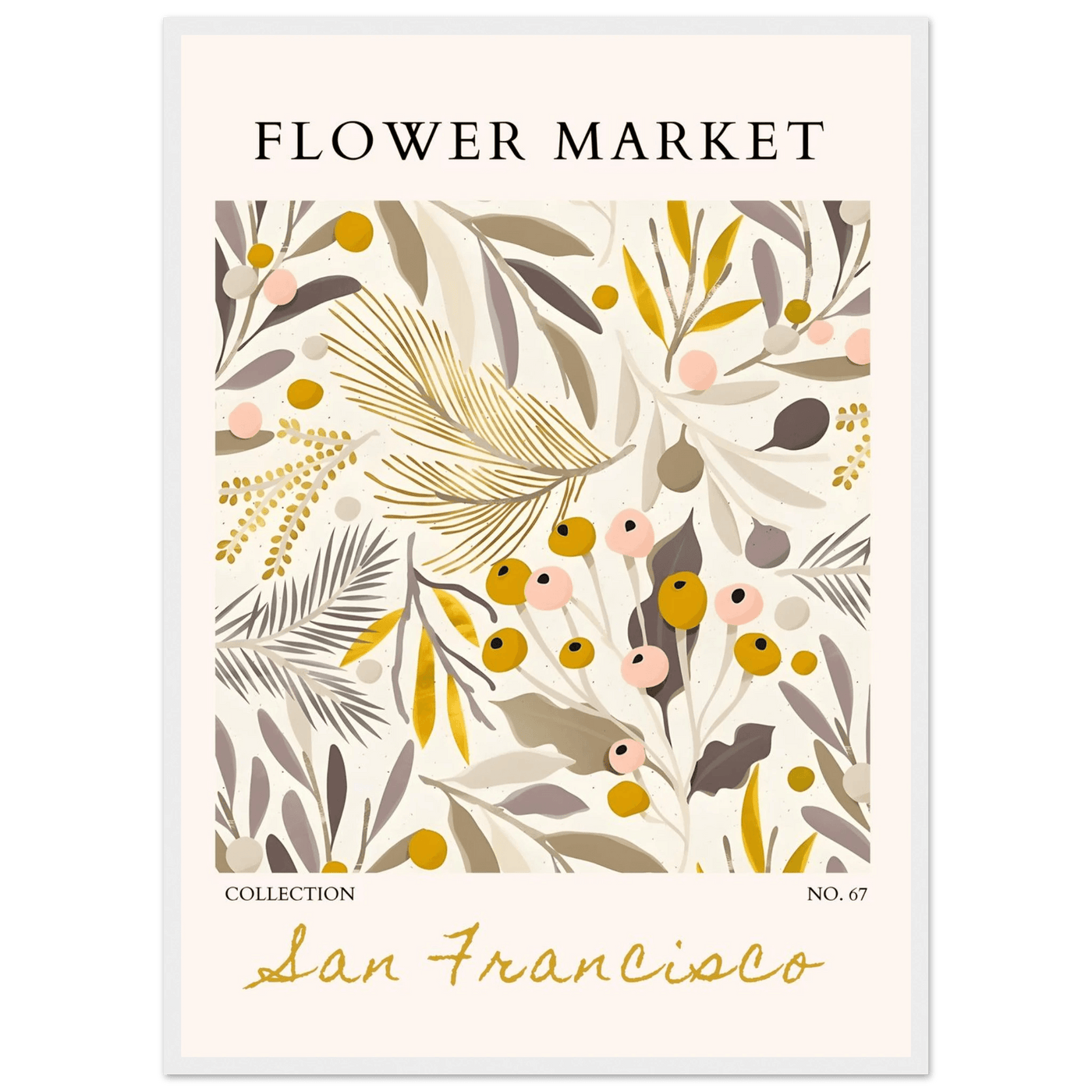 San Francisco Flower Market Collection Framed Poster – Botanical Golden Hues & Abstract Art Prints | Ready-to-Hang - Vibrantwalls