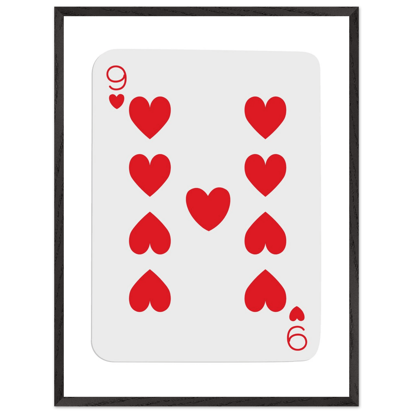 Bold Nine of Hearts Poker Card Print - Eco-Friendly Framed Poster Art in Your Choice of Frame & Size - Vibrantwalls