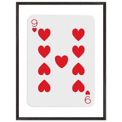Bold Nine of Hearts Poker Card Print - Eco-Friendly Framed Poster Art in Your Choice of Frame & Size - Vibrantwalls