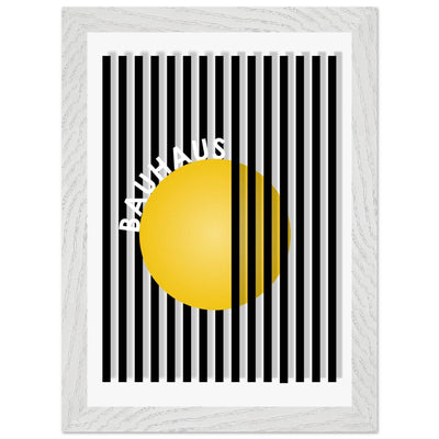 Bauhaus Yellow Circle Wall Art with Modern Stripes - Vibrantwalls