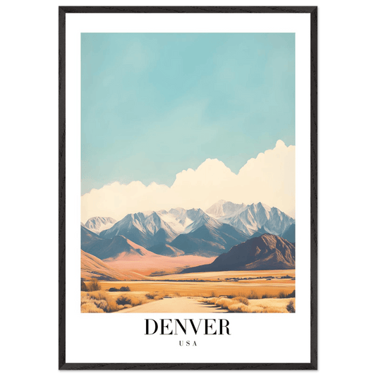 Denver Colorado Framed Poster – Vintage Mountain Landscape Wall Art with Wooden Frame - Vibrantwalls