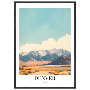 Denver Colorado Framed Poster – Vintage Mountain Landscape Wall Art with Wooden Frame - Vibrantwalls