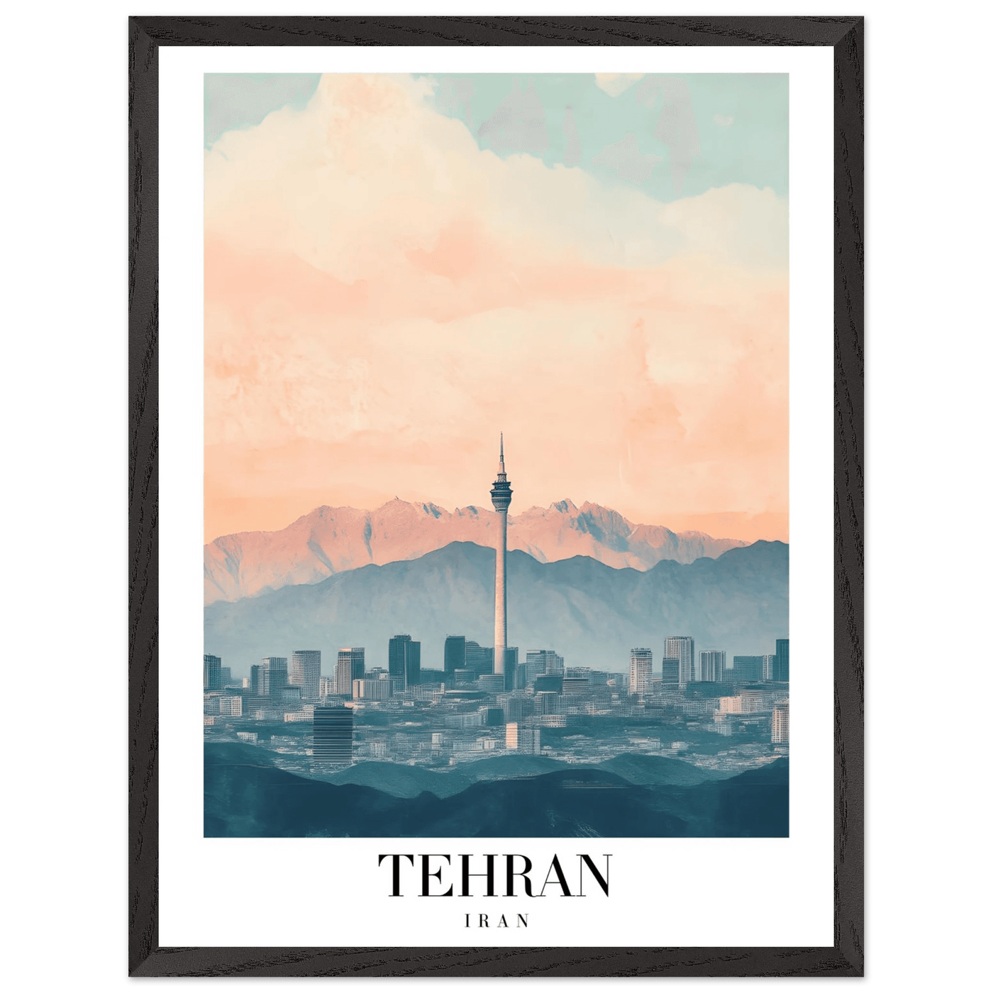 Tehran Iran Framed Poster – Serene Cityscape Wall Art with Customizable Wooden Frame & Sizes - Vibrantwalls