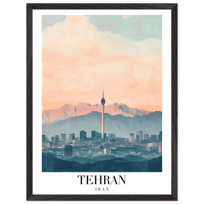Tehran Iran Framed Poster – Serene Cityscape Wall Art with Customizable Wooden Frame & Sizes - Vibrantwalls