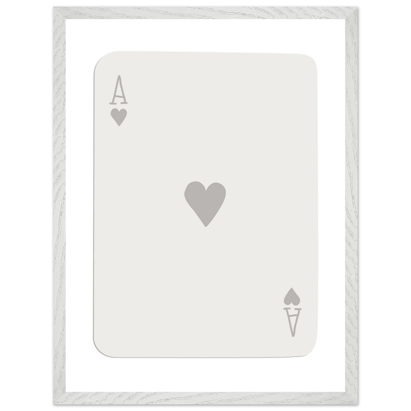 Minimalist Ace of Hearts Poker Card Art - Eco-Friendly Framed Poster Print in Various Sizes & Frame Finishes - Vibrantwalls