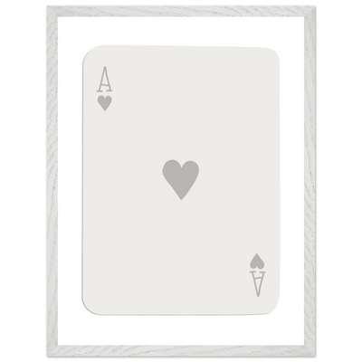 Minimalist Ace of Hearts Poker Card Art - Eco-Friendly Framed Poster Print in Various Sizes & Frame Finishes - Vibrantwalls