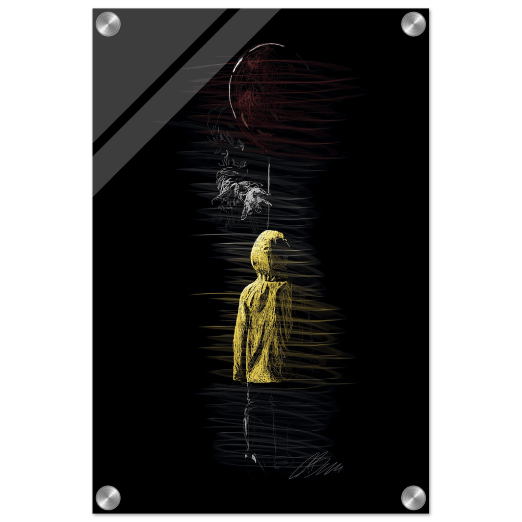 Abstract Figure Acrylic Print – Modern Black & Yellow Art, Vibrant & Durable Wall Decor - Vibrantwalls