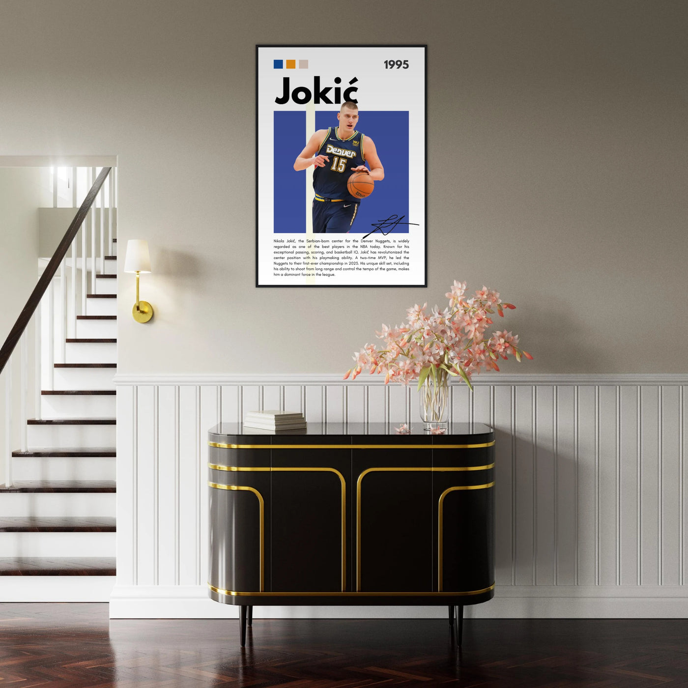 Nikola Jokic Joker Nuggets Minimalist Art Print Vibrantwalls