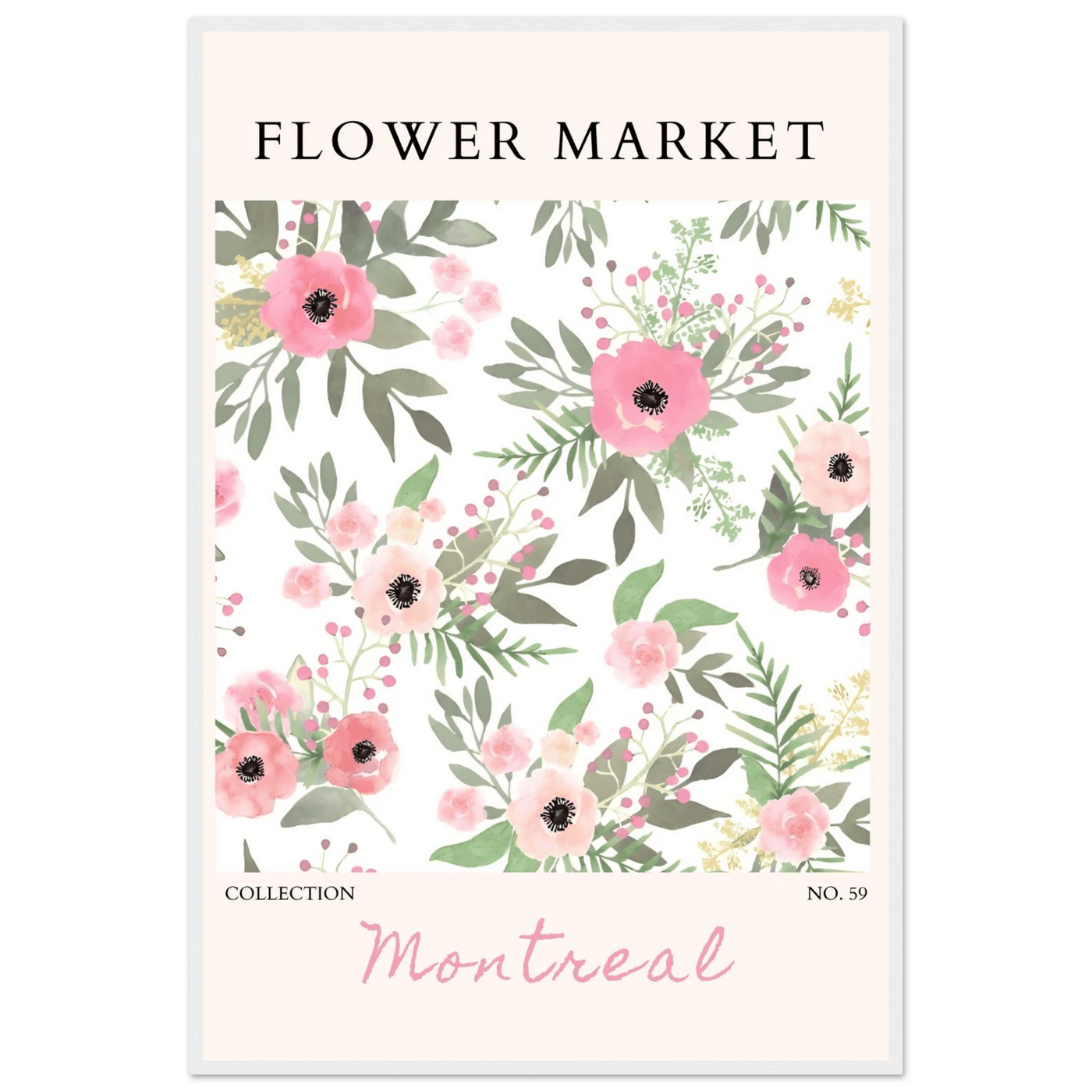 Flower Market Collection: Montreal – Whimsical Floral Art Prints | Ready-to-Hang Framed Posters - Vibrantwalls