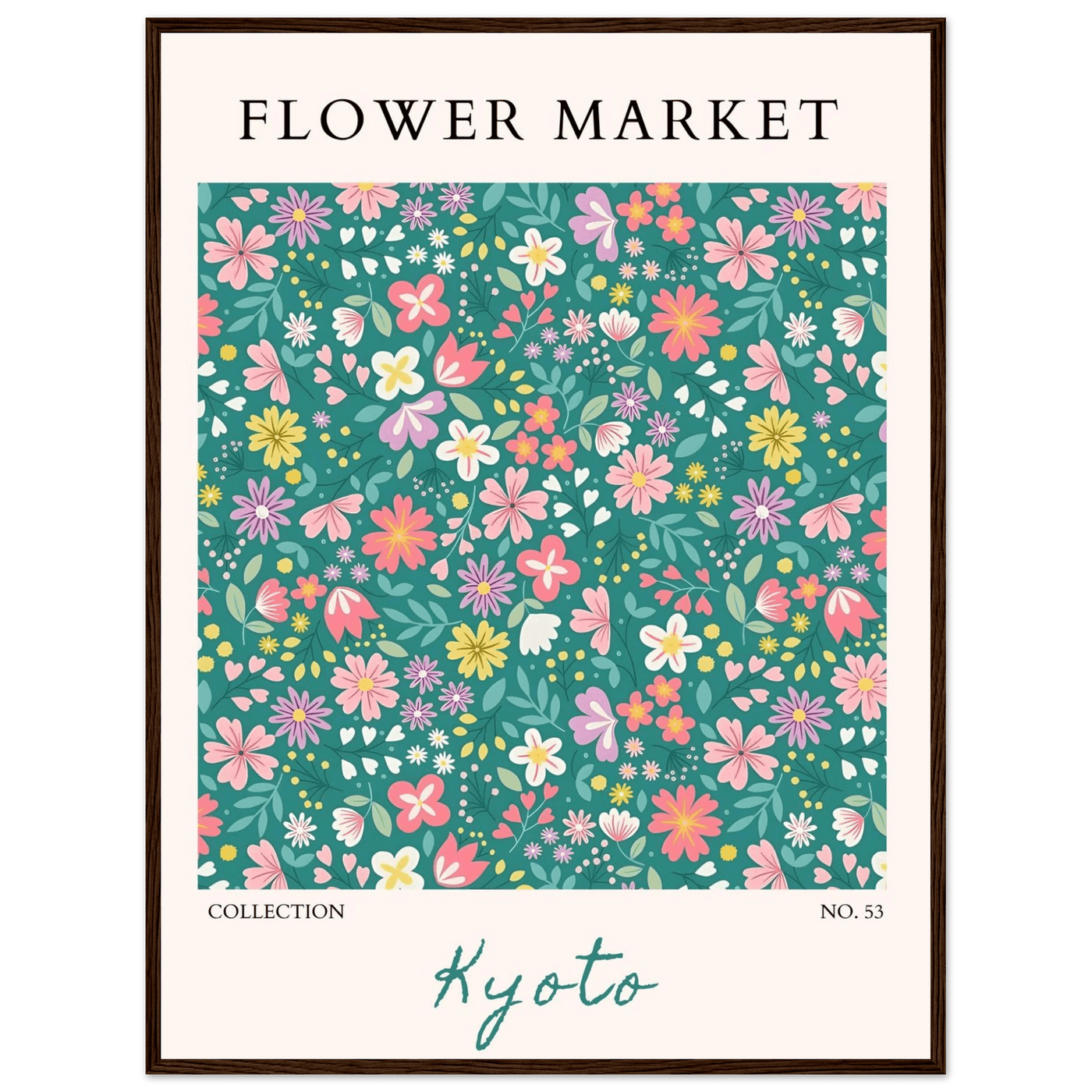 Kyoto Flower Market Framed Poster – Whimsical Floral Art Print for a Touch of Spring | Ready-to-Hang Decor - Vibrantwalls