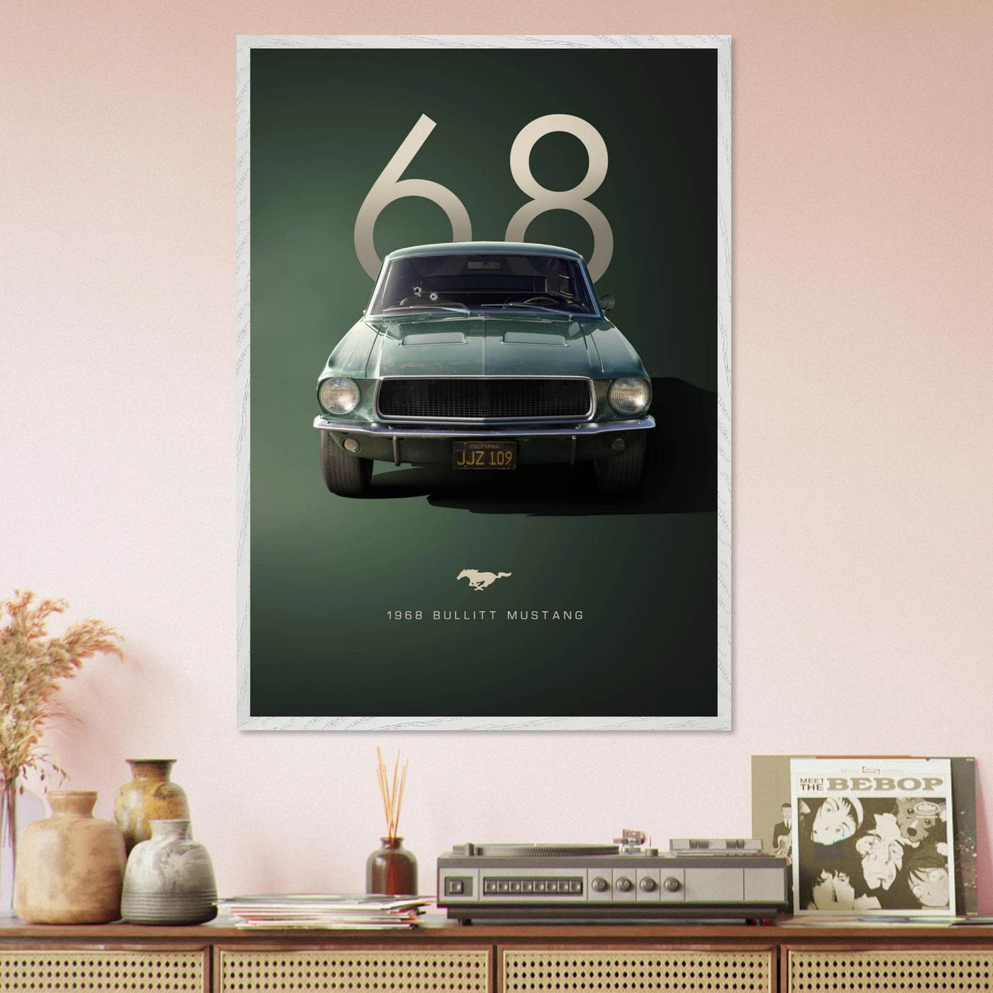 1968 Bullitt Mustang GT - 50th Anniversary Framed Poster | Iconic Automotive Art, Ready-to-Hang - Vibrantwalls