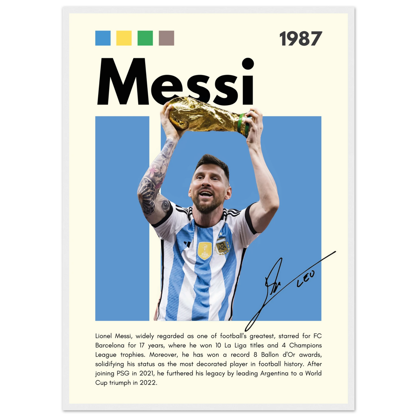 Lionel Messi World Cup Champion Framed Poster 50x70 cm 20x28″ White frame Vibrantwalls
