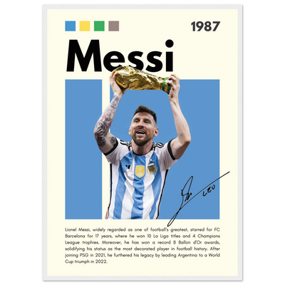 Lionel Messi World Cup Champion Framed Poster 50x70 cm 20x28″ White frame Vibrantwalls