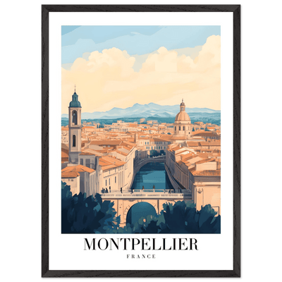 Montpellier France Framed Poster – Vintage Travel Wall Art with Wooden Frame - Vibrantwalls