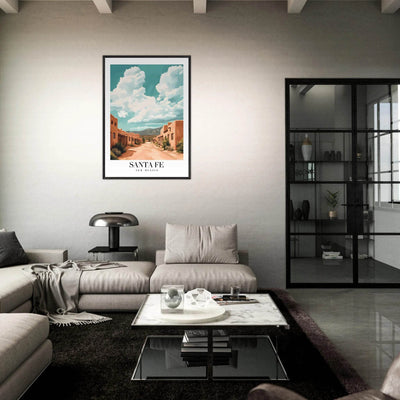 Santa Fe New Mexico Framed Poster – Vintage Southwest Wall Art with Wooden Frame - Vibrantwalls