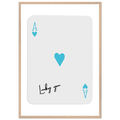 Ace of Hearts Poker Card Print - 'Lucky You' Framed Art, Eco-Friendly Wood Frame in Custom Finish - Vibrantwalls