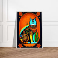 Boho Chic Cat Art Cubism Style Abstract Geometric Poster Wall Art - Vibrantwalls