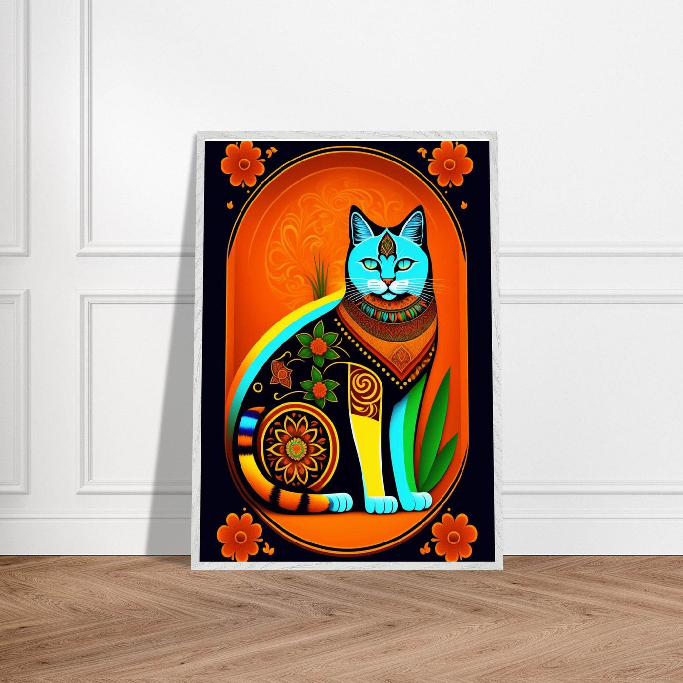 Boho Chic Cat Art - Vibrantwalls