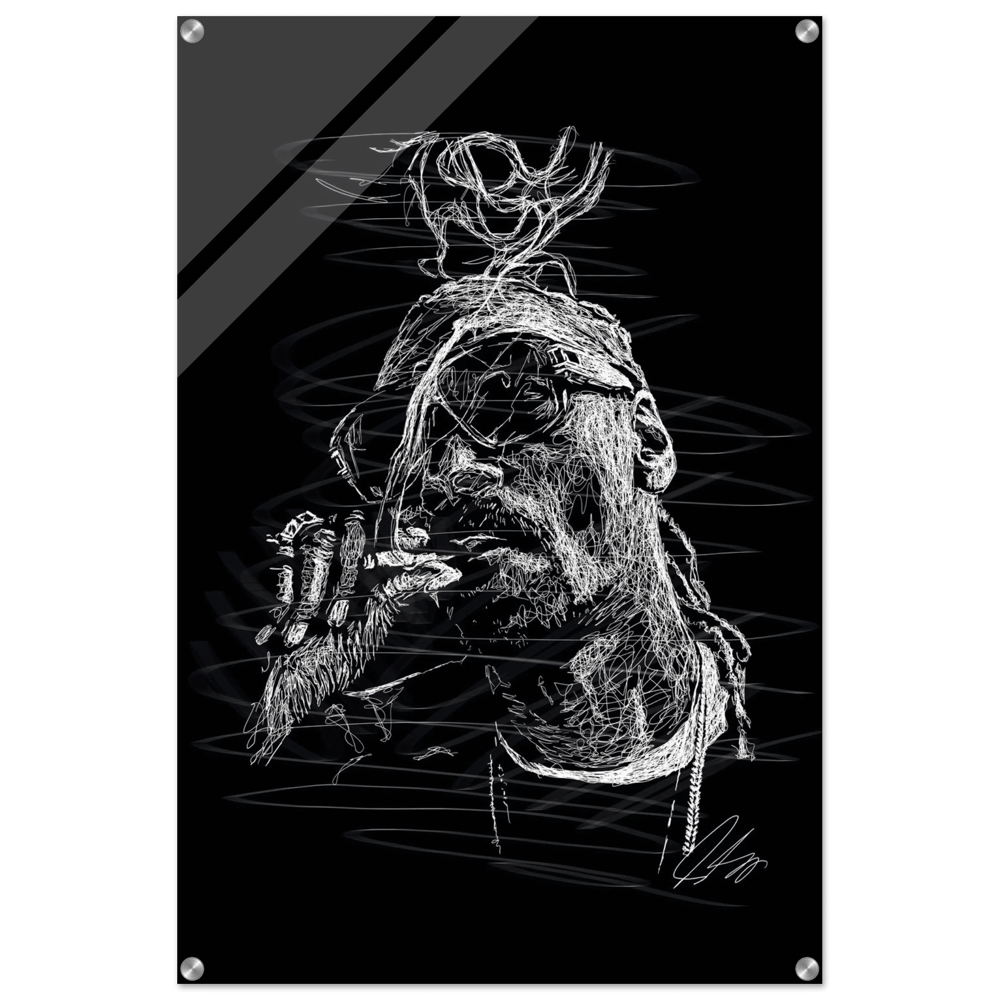 Snoop Dog Acrylic Print - Dynamic Black & White Scribble Art for Stylish Wall Decor - Vibrantwalls
