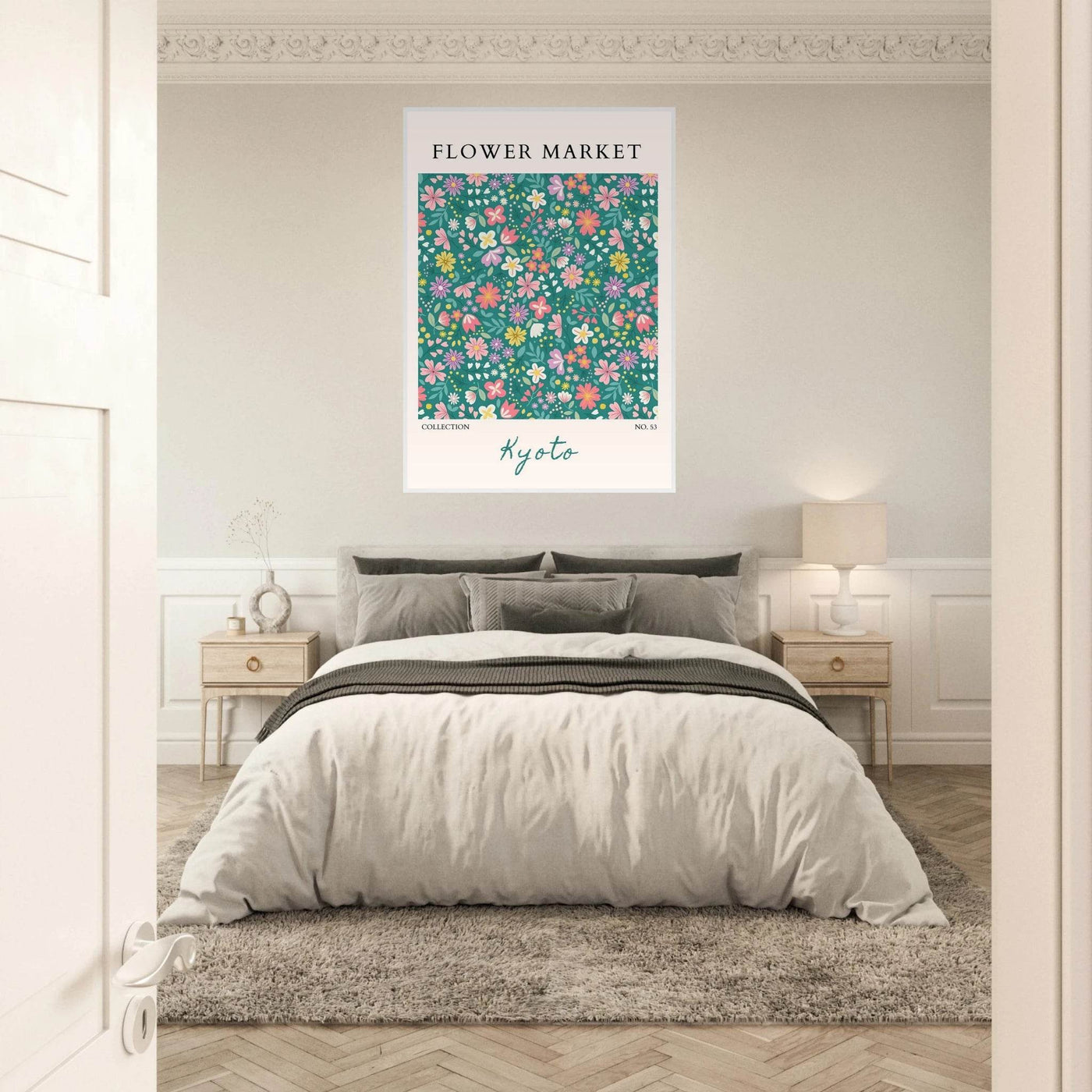 Kyoto Flower Market Framed Poster – Whimsical Floral Art Print for a Touch of Spring | Ready-to-Hang Decor - Vibrantwalls