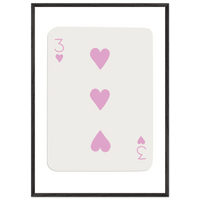 Three of Hearts Poker Card Print - Soft Pink Mounted Framed Poster Art, Eco-Friendly Wood Frame - Vibrantwalls