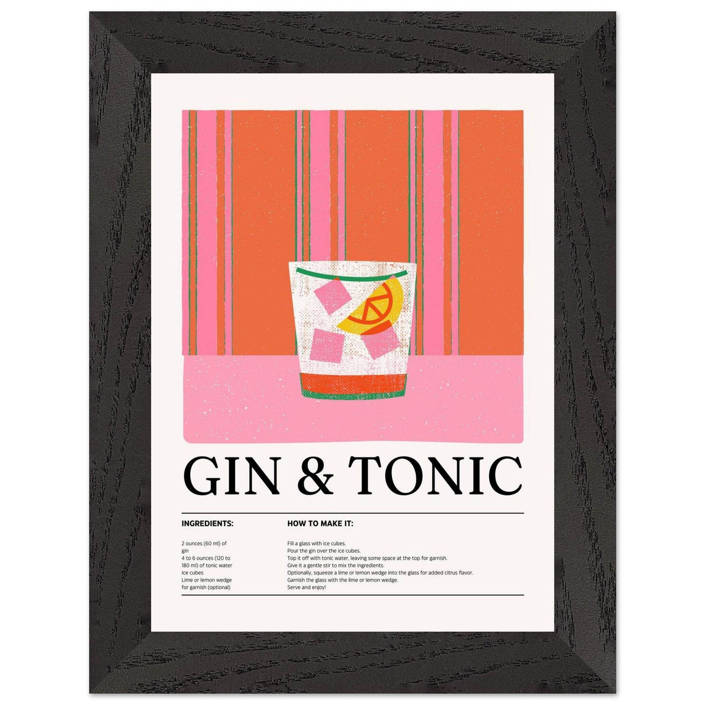 Gin Tonic Cocktail Recipe Minimalist Design Print - Vibrantwalls