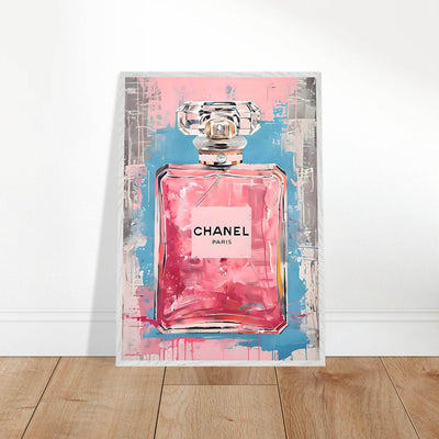 Coco Mademoiselle Chanel Art Print - Pink & Blue Pop Art Style Framed Poster - Vibrantwalls