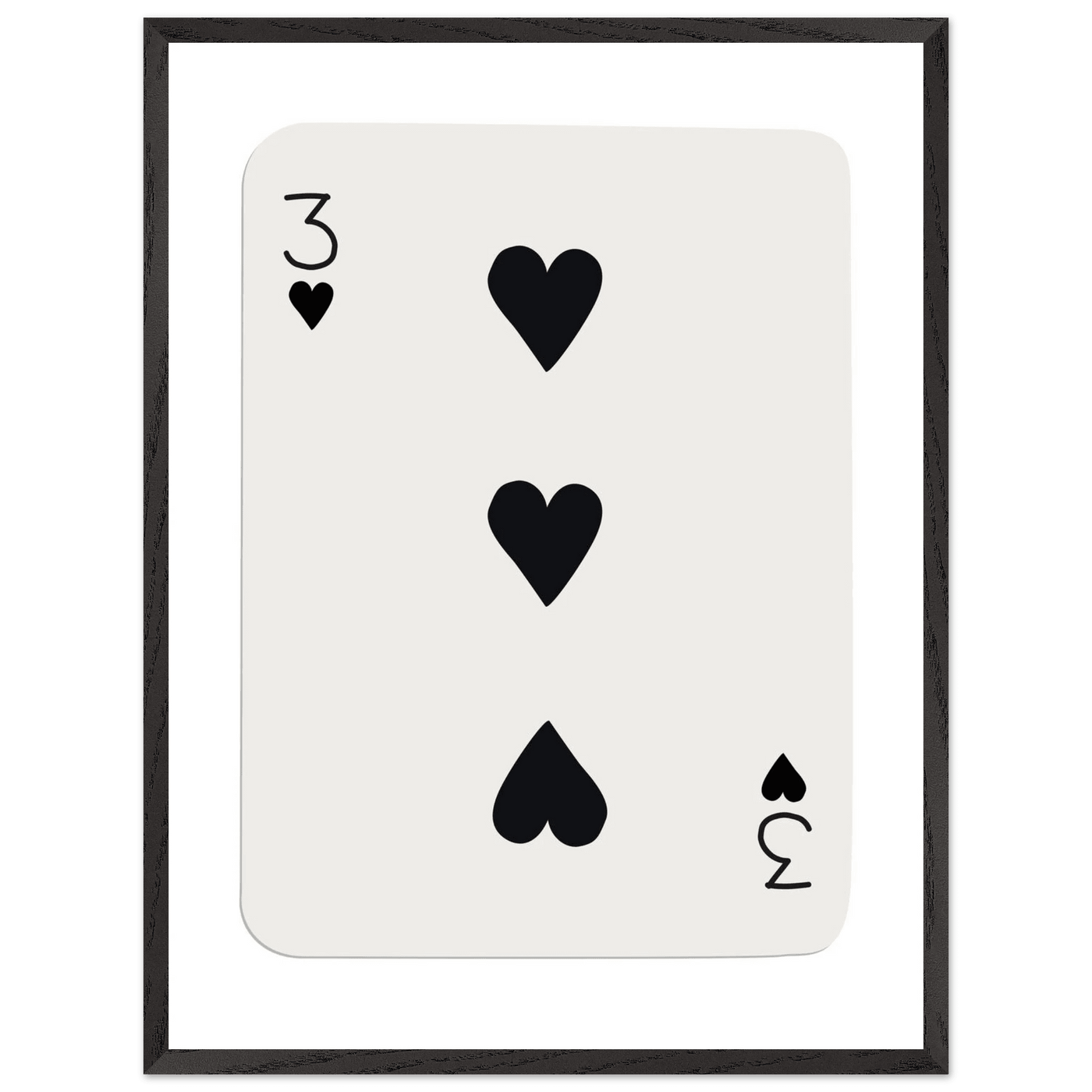 Three of Hearts Poker Card Print - Eco-Friendly Framed Poster Art, Available in Multiple Sizes & Frame Finishes - Vibrantwalls