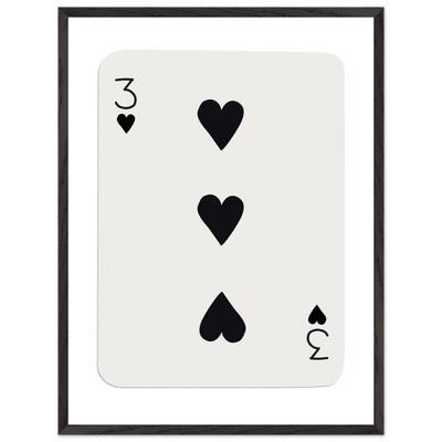 Three of Hearts Poker Card Print - Eco-Friendly Framed Poster Art, Available in Multiple Sizes & Frame Finishes - Vibrantwalls