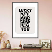 Lucky You Queen of Hearts Custom Playing Cards Framed Poster Wall Art - Vibrantwalls