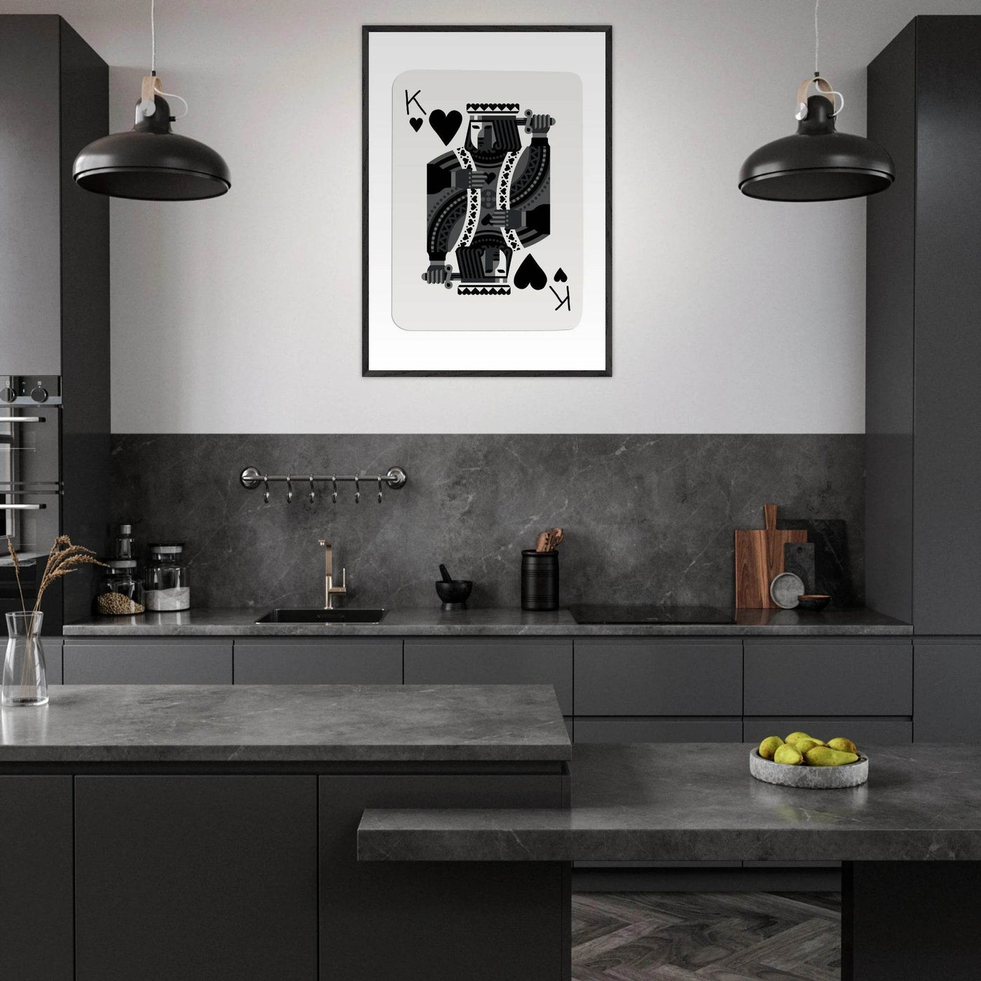 King of Spades Modern Minimalist Poker Card Art - Mounted Framed Poster, Eco-Friendly Wood Frame in Your Choice of Style - Vibrantwalls