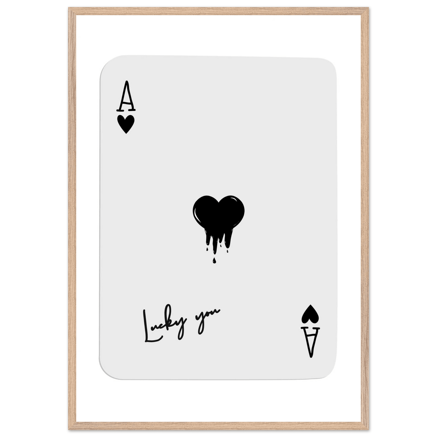 Lucky Ace of Hearts Dripping Art Print - Framed Poster, Modern Poker Card Decor, Eco-Friendly Wood Frame - Vibrantwalls