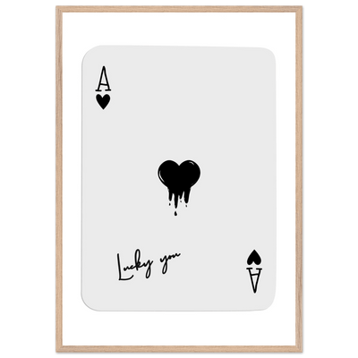 Lucky Ace of Hearts Dripping Art Print - Framed Poster, Modern Poker Card Decor, Eco-Friendly Wood Frame - Vibrantwalls