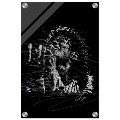 Michael Jackson Acrylic Print - Abstract Black & White Sketch Modern Wall Art in Multiple Sizes - Vibrantwalls