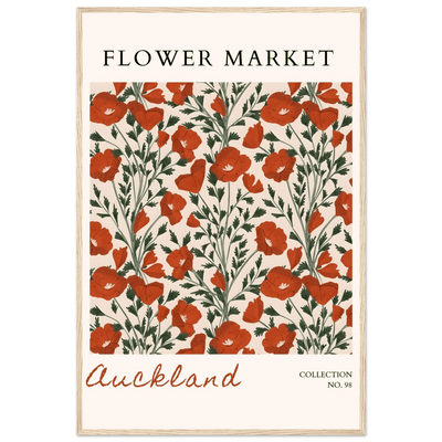 Auckland Flower Market Framed Poster – Vibrant Poppy Art Print | Ready-to-Hang Floral Decor - Vibrantwalls