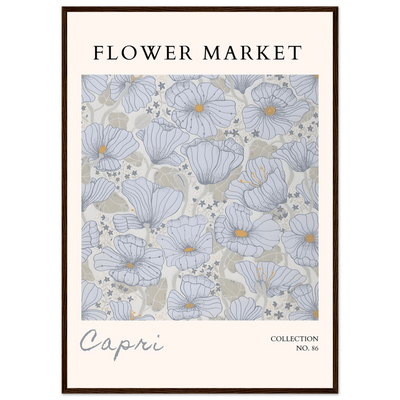 Capri Flower Market Framed Poster – Serene Floral Art Print in Cool Tones | Ready-to-Hang Wall Decor - Vibrantwalls