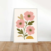 Abstract Floral Bloom - Minimalist Pink Flowers - Vibrantwalls