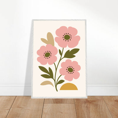 Abstract Floral Bloom - Minimalist Pink Flowers - Vibrantwalls