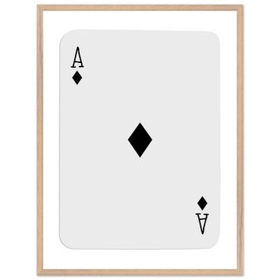 Minimalist Ace of Diamonds Poker Card Art Print - Framed Wall Decor with Eco-Friendly Wood Frame - Vibrantwalls