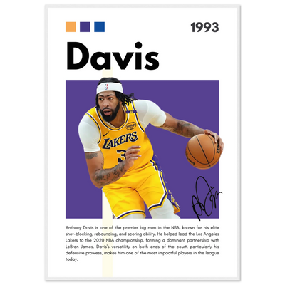 Anthony Davis Lakers Modern Basketball Art Print 70x100 cm 28x40″ White frame Vibrantwalls
