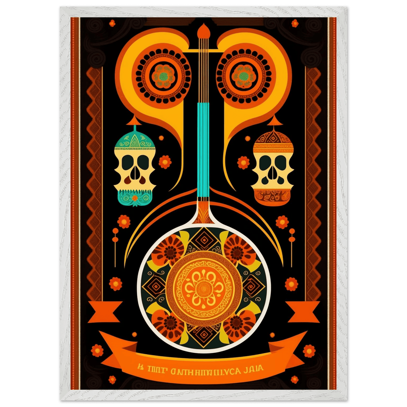 Vibrant Day of the Dead Guitar - Vibrantwalls