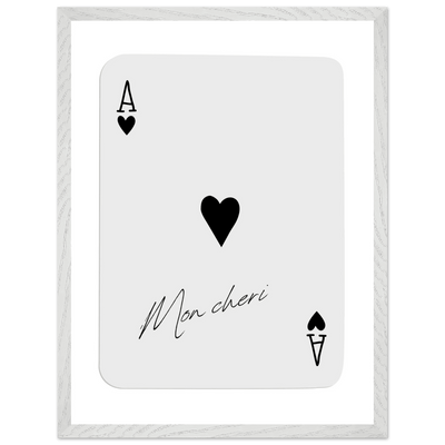 Ace of Hearts 'Mon Cheri' Art Print - Framed Poker Card Poster, Eco-Friendly Wood Frame - Vibrantwalls
