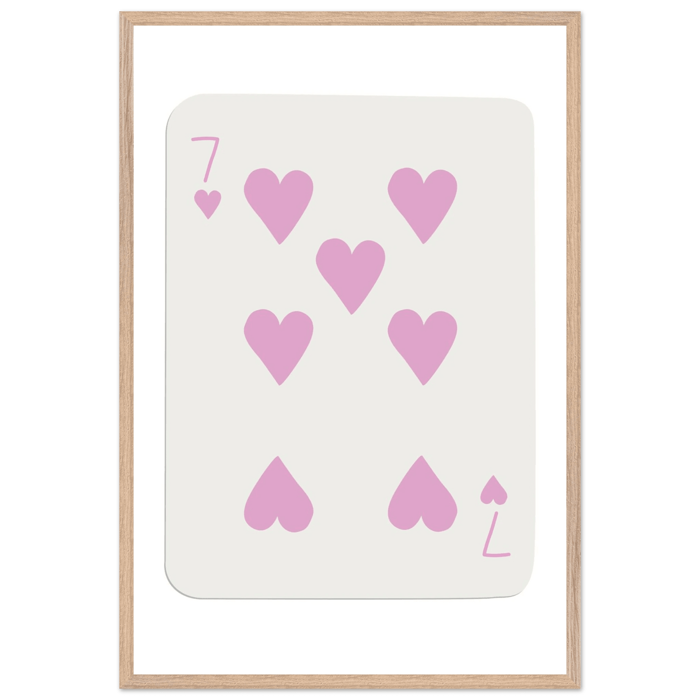 Charming Seven of Hearts Poker Card Print - Mounted Framed Poster Art with Eco-Friendly Wood Frame - Vibrantwalls